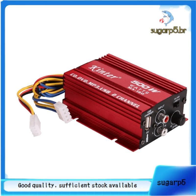 Amplificador De Áudio Para Carro , Cabo 12V , 2 Canais , Mini Estéreo , Subwoofer , Porta USB , Mp3 ,