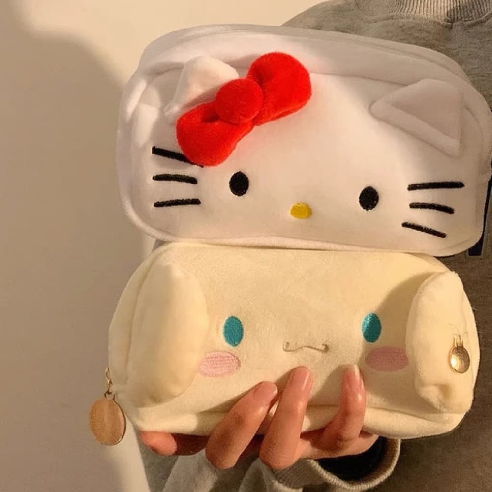 Sanrio Hello Kitty Bolsa de Armazenamento de Papelaria Fofa Kt Cat Kuromi Cinnamoroll Estojo de Lápis e Suprimentos de P