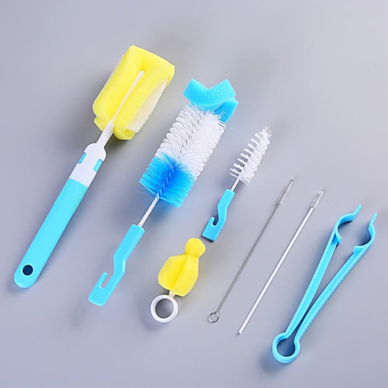 7 Pçs/set Escova Para Garrafa De Bebê 5 Esponja Escovas Chupeta De Plástico Oi