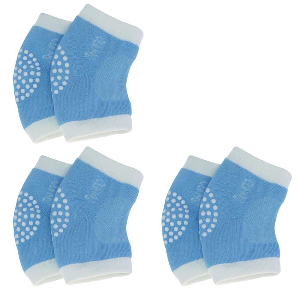 3 Pares de Joelheira  Infantil  Antiderrapante Clingo Azul/Branco - Bolinhas Antiderrapantes
