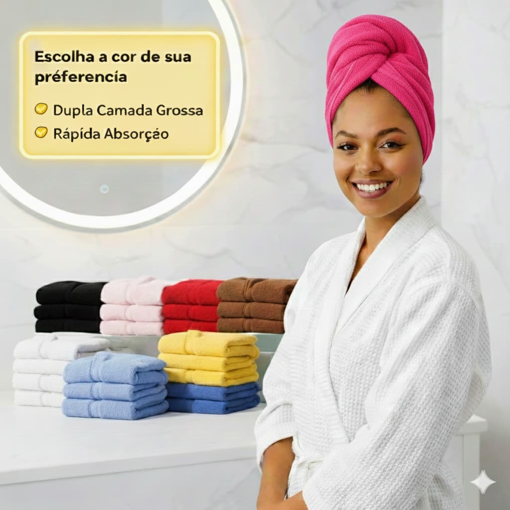 Toalha Mágica Feminina para Secagem Rápida dos Cabelos