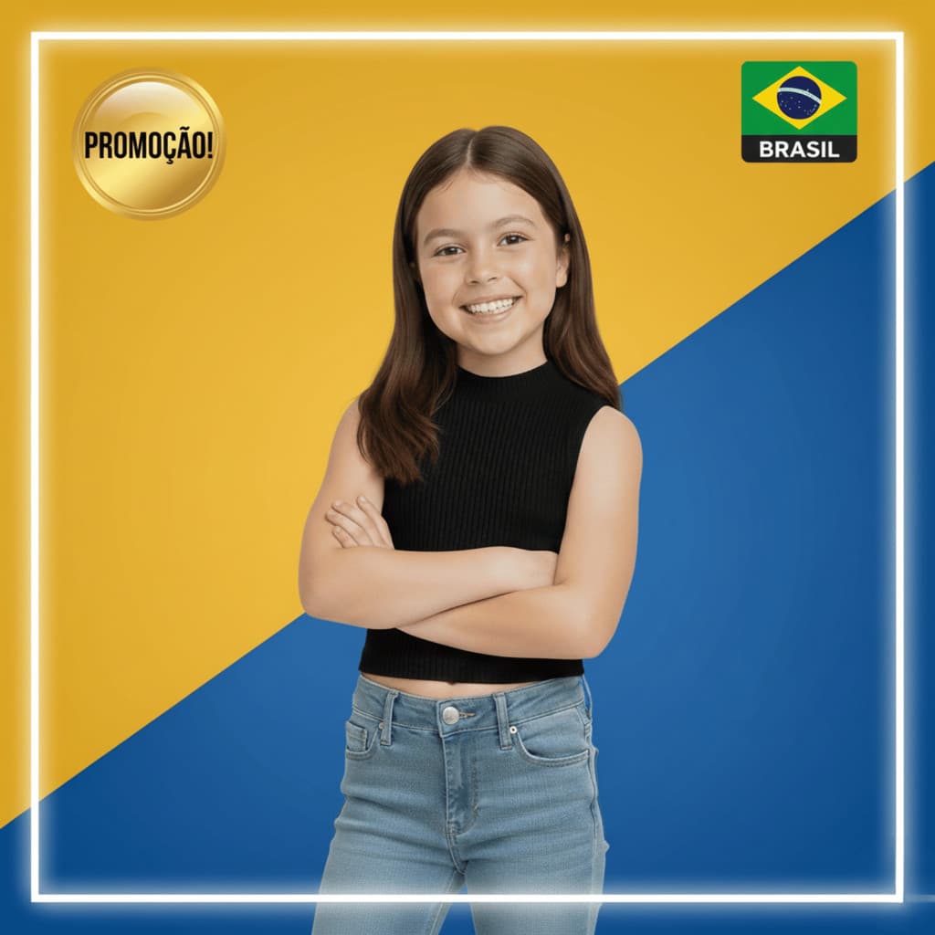 Cropped Infantil – Preto e Branco Estilo Boiadeira  Ana Castela  Tamanhos 4 ao 16