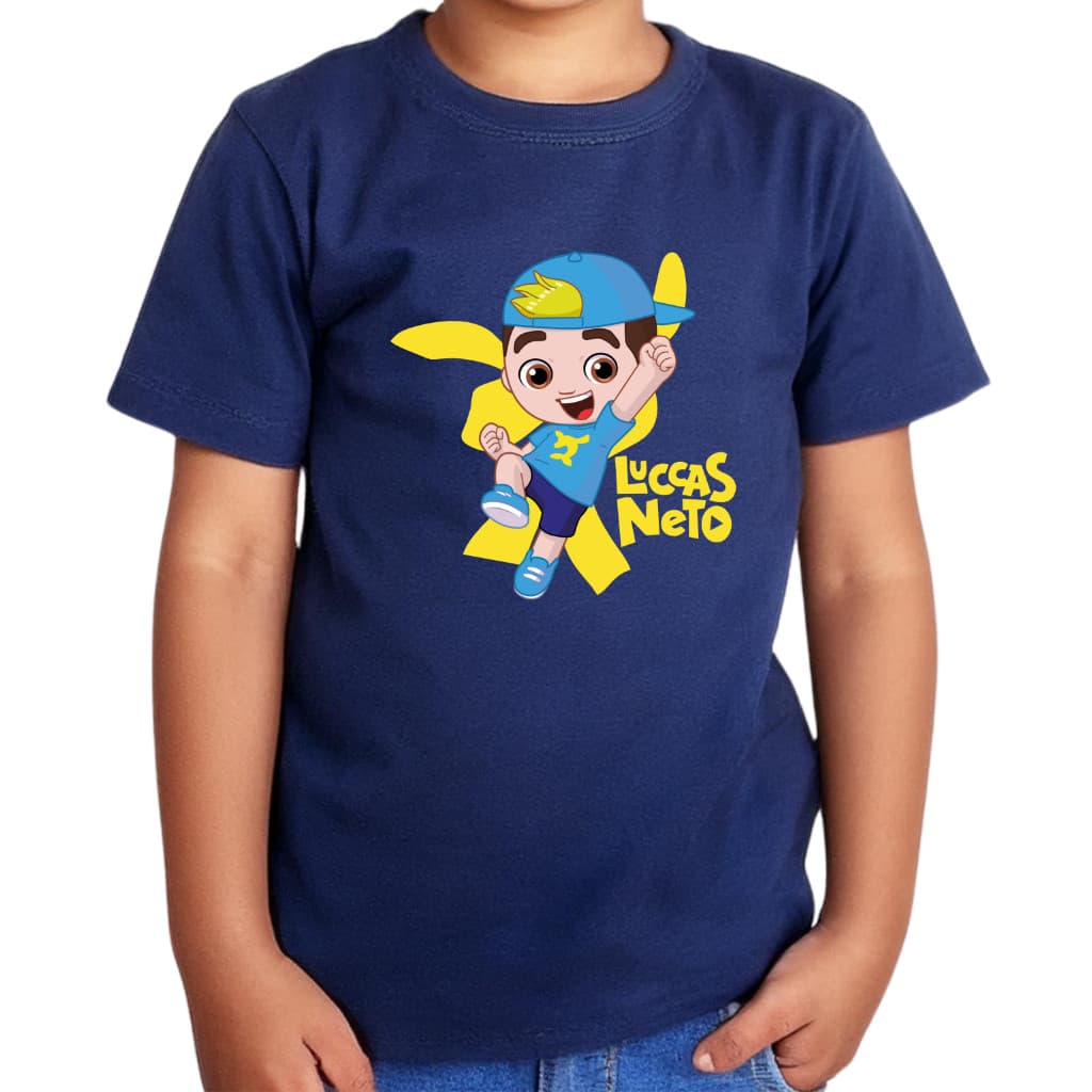Camiseta Infantil Luccas Neto Estampa Divertida Camisa Criança Volta as Aulas Verão