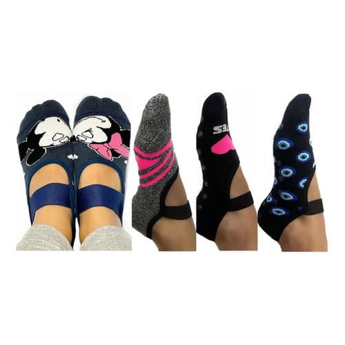 Kit 16 Meias Sapatilhas Pilates Divertida Antiderrapante 34/39