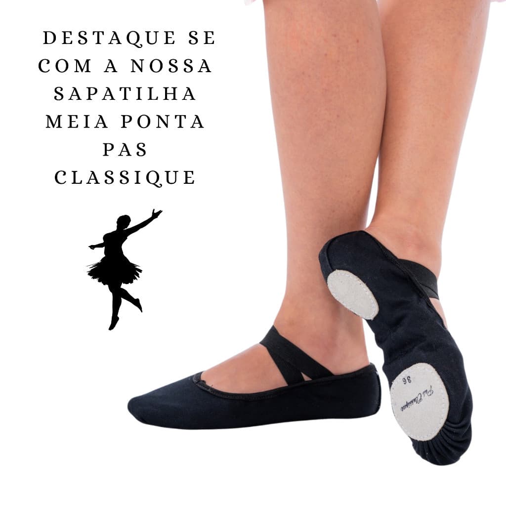 Sapatilha Ballet Meia Ponta Elástico Duplo Adulto e Infantil, Sapatilha de Ballet, Sapatilha meia ponta balllet