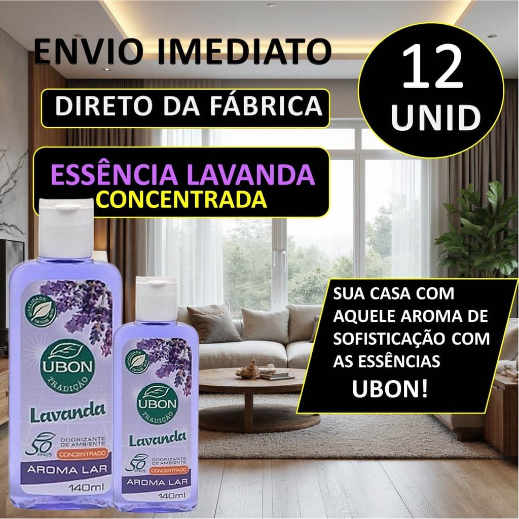 12 Essência Lavanda  a base de Óleo Essencial 100% Puro - Aroma Relaxante para Difusor Ambiênte casa