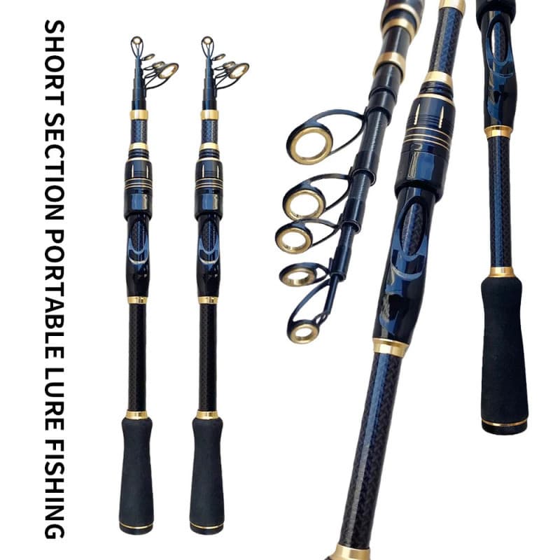 Vara De Pesca Marítima Curta , Fibra De Carbono Telescópica , 1.8M , 2.4M , Anel Guia De Cerâmica , Equipamento Para Via