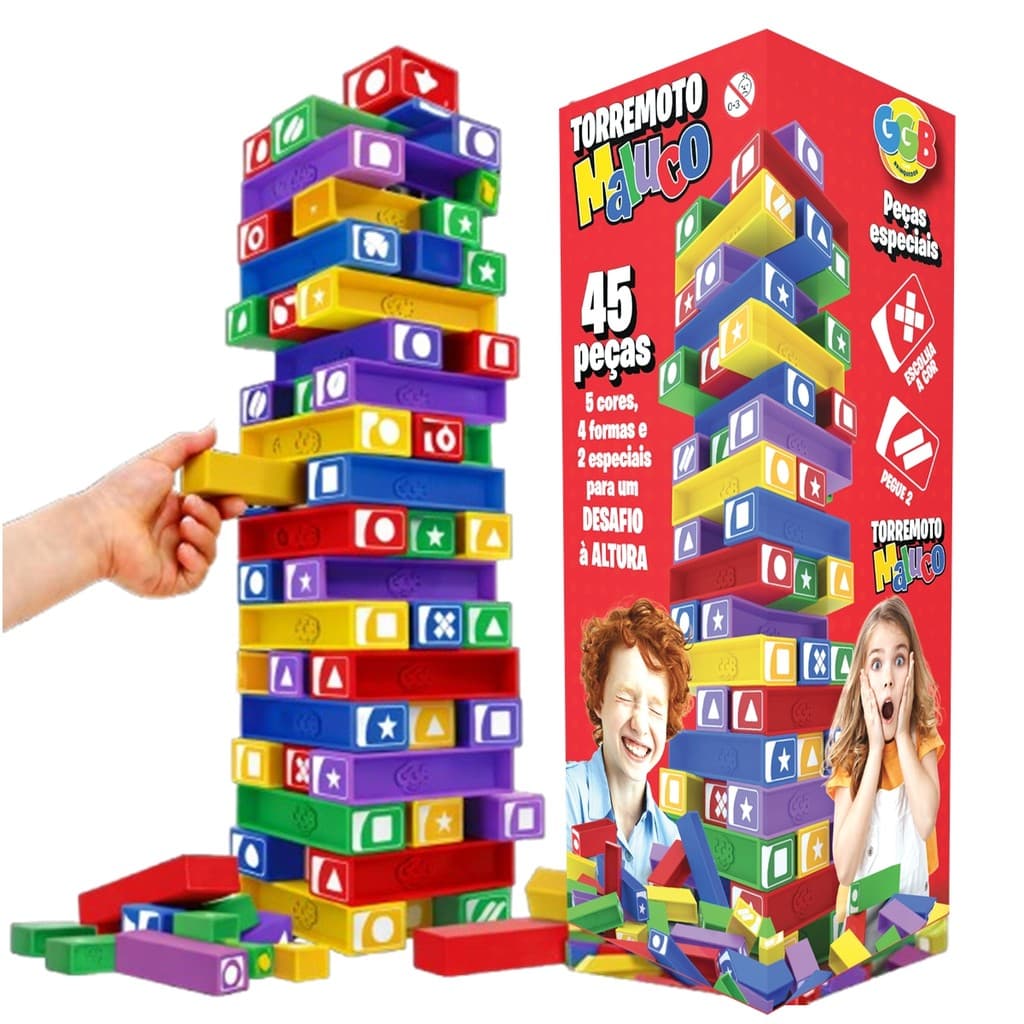 Jogo Torremoto Maluco Tabuleiro Brinquedo Colorido Desafio