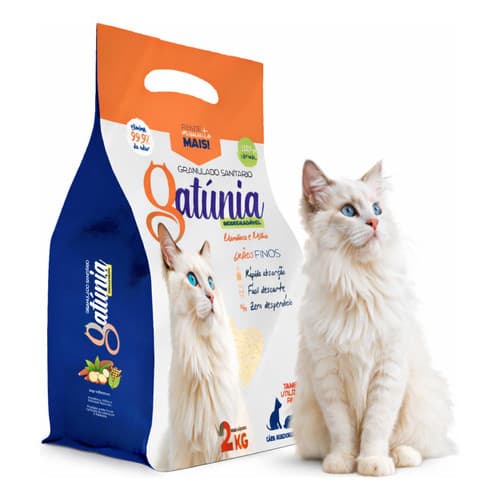 Gatúnia Areia Premium Fina Biodegradável Mandioca Milho 2kg
