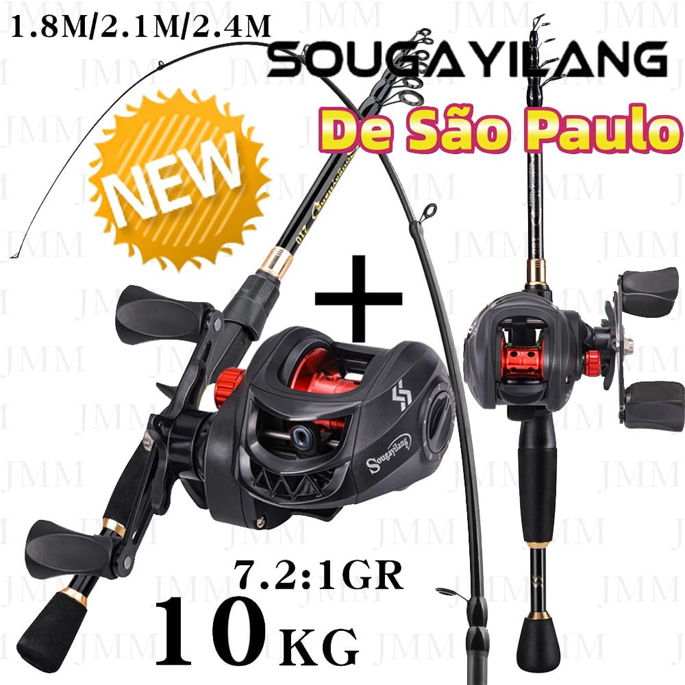 Vara De Pesca Telescópica Combinada Ultraleve Portátil E Carretel De Arremesso 7.2 : 1 Relação De Engrenagem