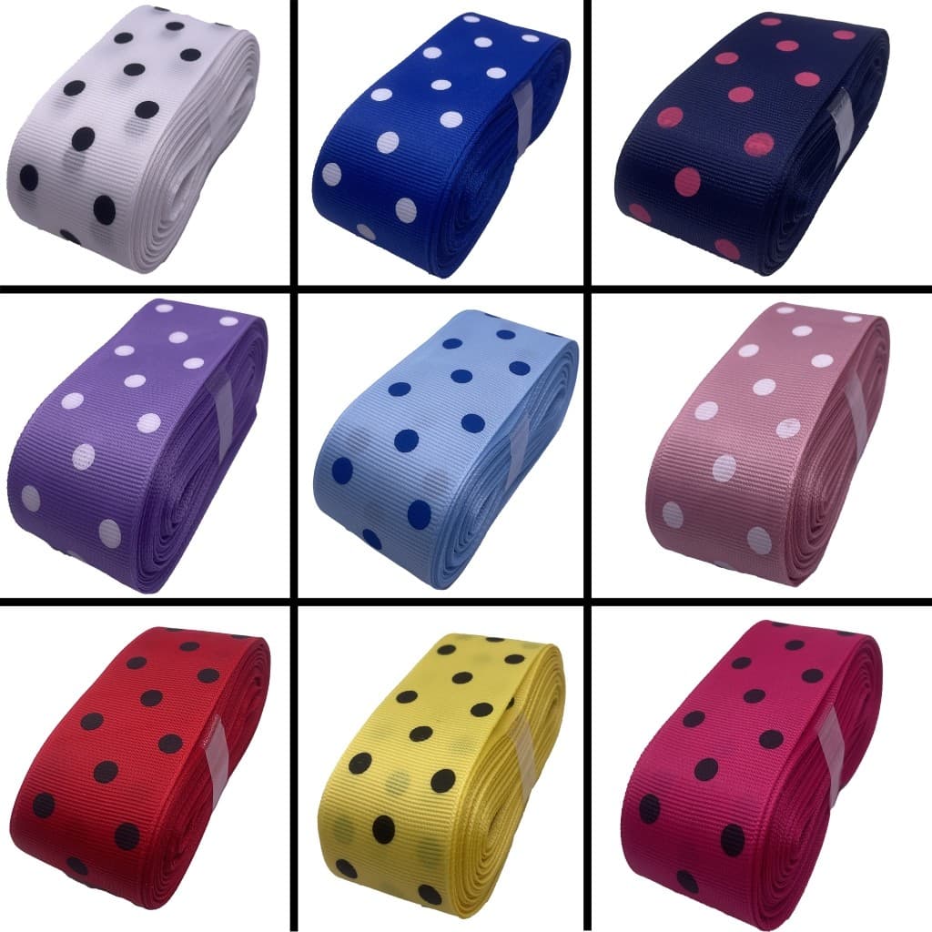 Fita de Gorgurão Nº 9 Estampada Bolinha 38mm – 10m ou 20m | Laços e Artesanato