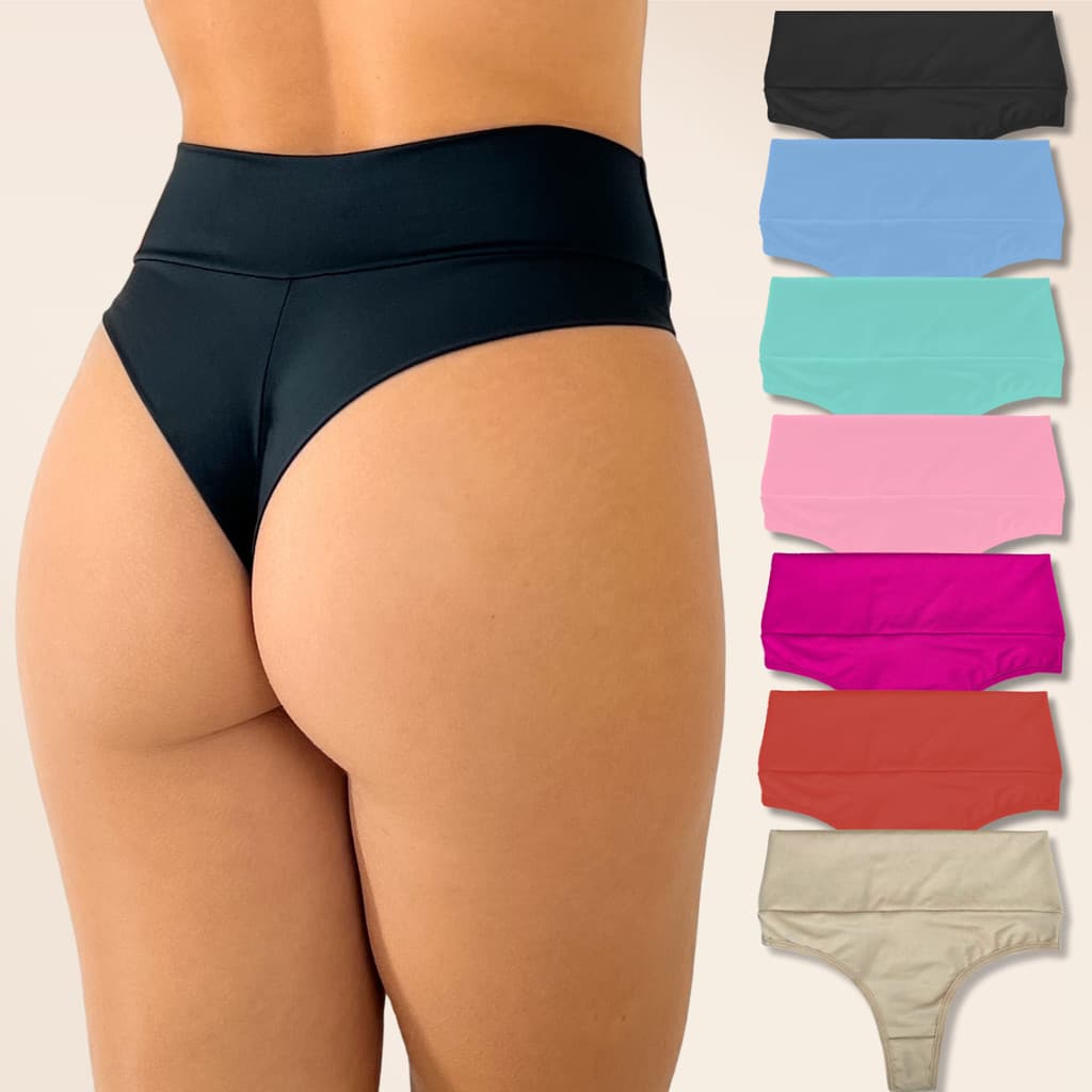 Kit 10 Calcinha Feminina Cintura Alta Fio Dental Não Marca