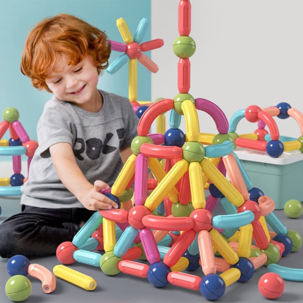 Blocos De Construção 3d Magnéticos Brinquedo ímã Varas Bolas Jogo Montagem Para Crianças 66/76/110/136 Peças
