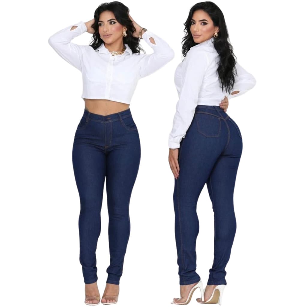 Calça Jeans Feminina Skinny Levanta Bumbum Com Elastano Cintura Alta Premium