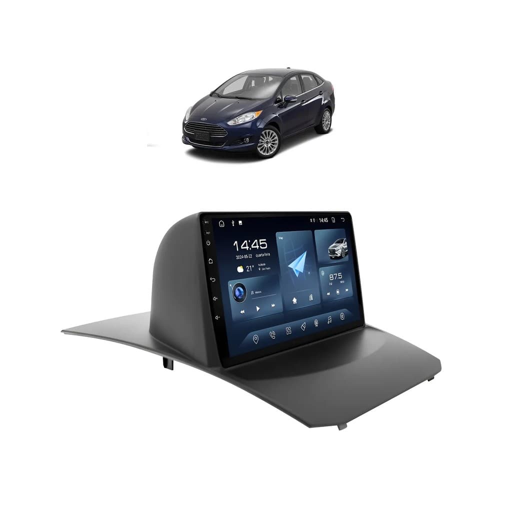 Kit Multimídia New Fiesta 2014 / 2019 SE Titanium 9 Pol Android Carplay 2/32GB - Roadstar 915BR