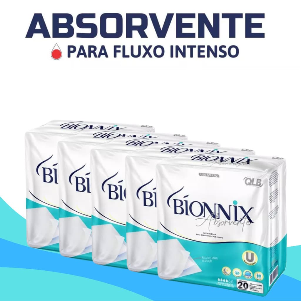 Combo 5 Unidades Absorvente Pós-Parto Bionnix – Secura e Mobilidade