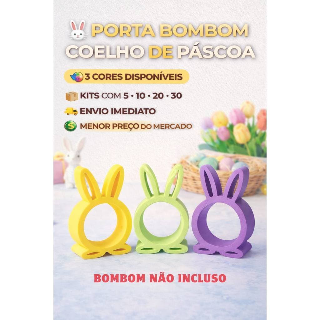 Porta Bombom Kit Coelho da Páscoa Lembrancinha Decorativa Suporte Festa