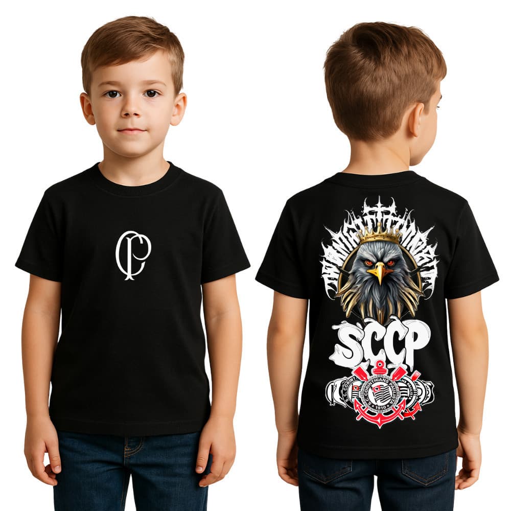 Camiseta Gaviões Tshirt Corinthians Moda Infantil Torcedor Camisa Para Criança