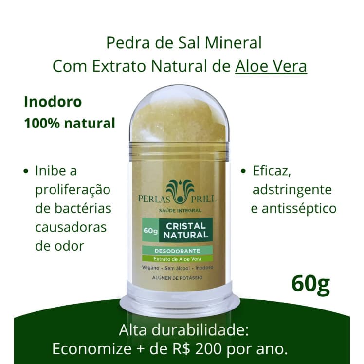 Desodorante Cristal Natural 60g - Aloe Vera - Perlas Prill