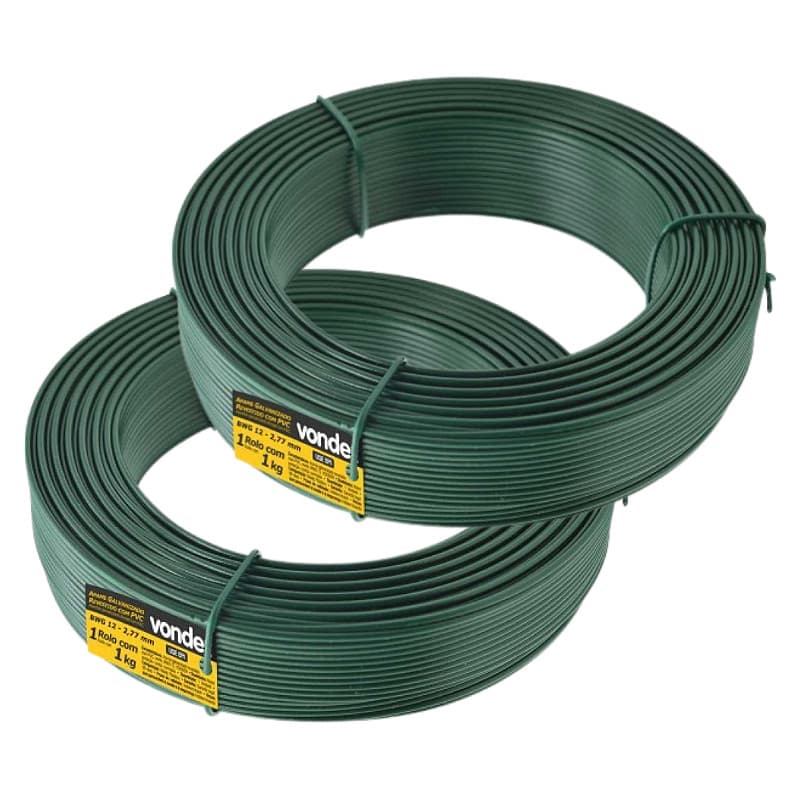 Arame revestido com PVC verde BWG 12 VONDER 2 kg