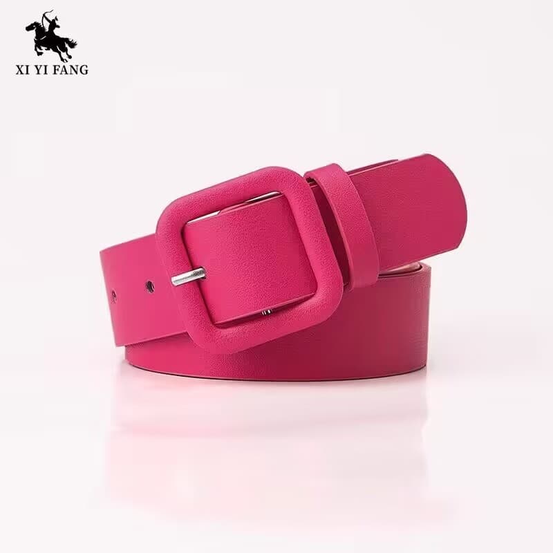 Cinto rosa feminino cor sólida clássico quente menina pino fivela moda All-Match vestido Jeans cinto largo cintura estre