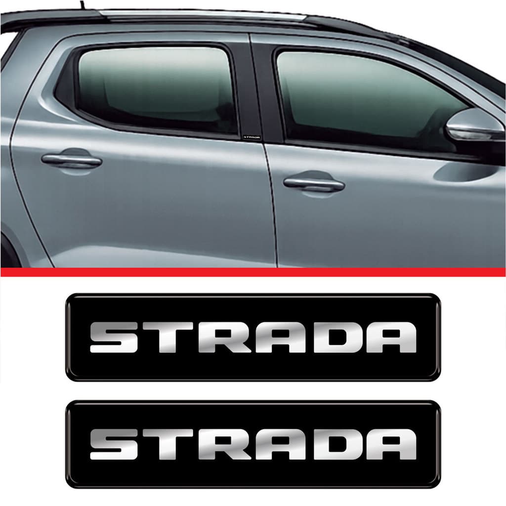 Par Adesivos Lateral Coluna Strada Cromado RESINADO