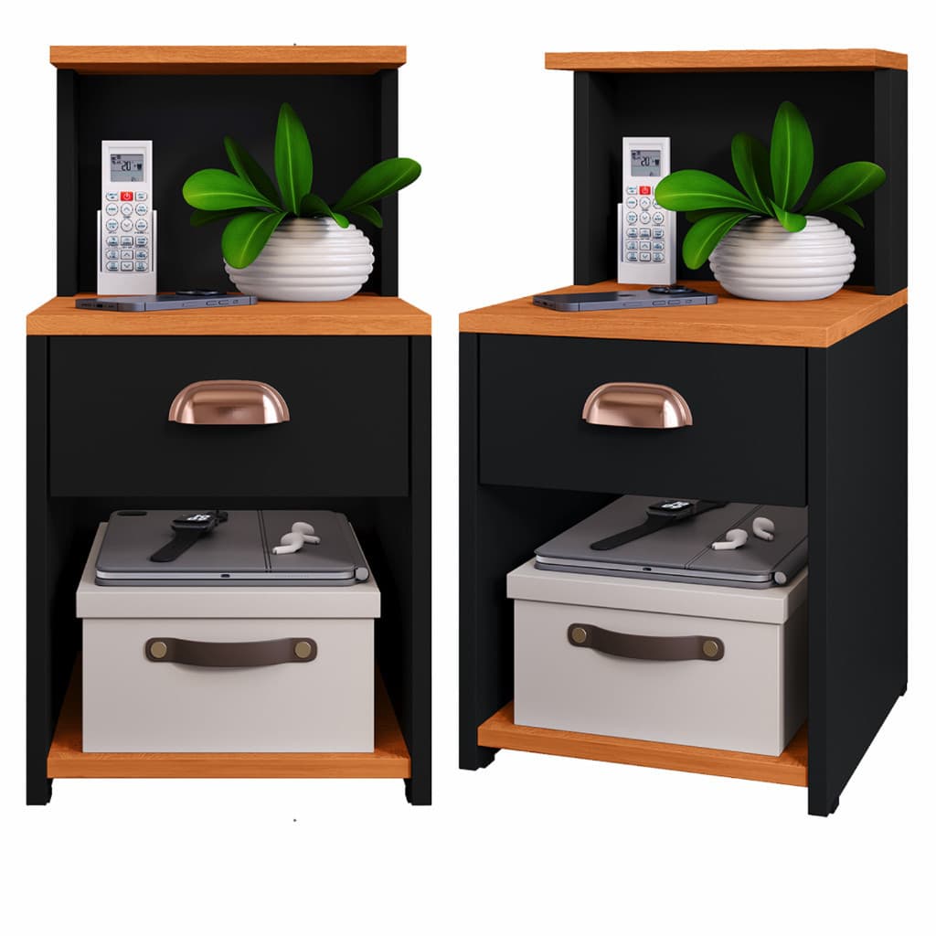 Conjunto 2 Mesa Kit de Cabeceira Criado Quarto Mudo Mesinha Lateral de Cama