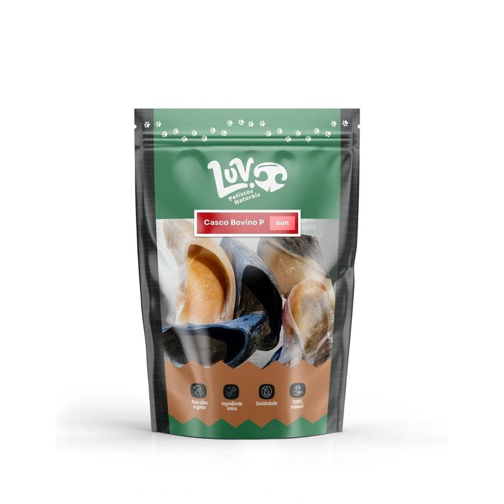 Casco Bovino Para Cães Mordedor Natural Luv 6un - P