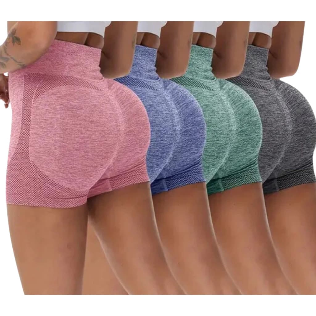 Kit 5 Short Levanta Bumbum Feminino Academia Mulher Yoga Fitness Malhar Não Marca Calcinha ou 1 Unidade CORRIDA
