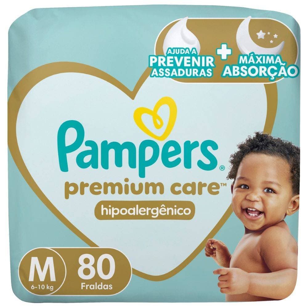 Fraldas Pampers Premium Care Tamanho M 80 Unidades