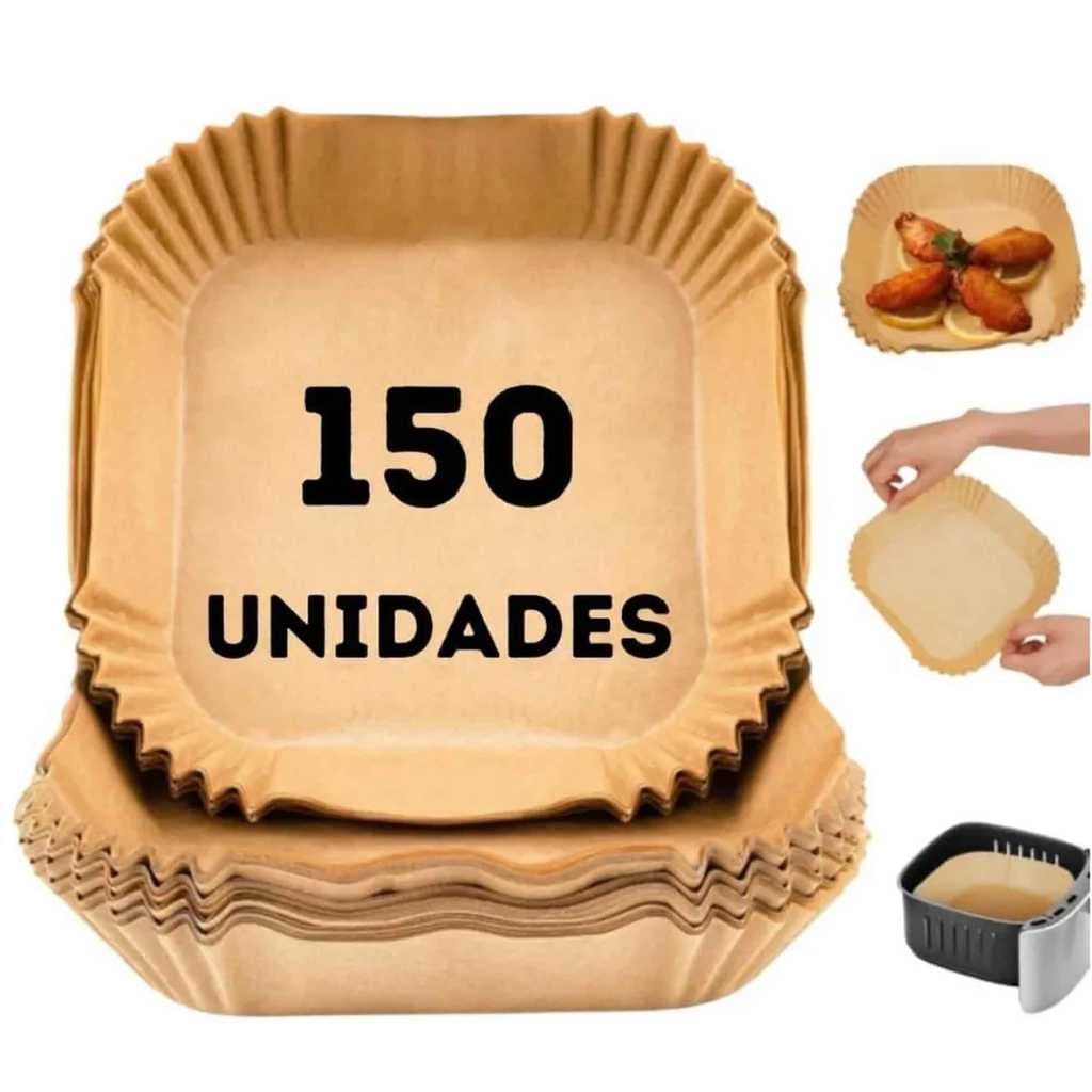 Kit 150 Formas Airfryer Descartável Quadrada 20 x 20cm