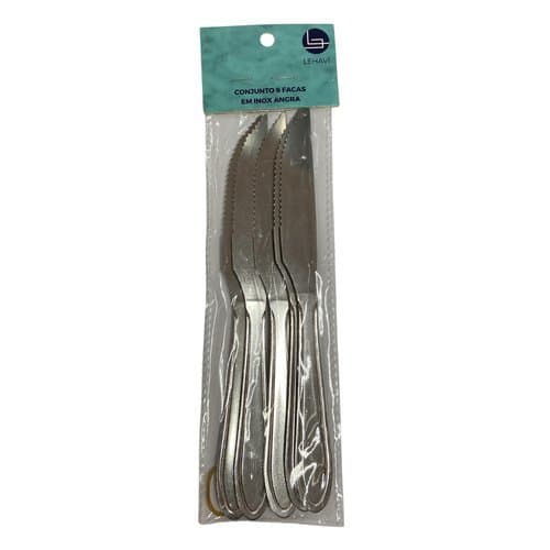 Conjunto 6 Facas Inox Profissional Angra Cabo Antiderrapante Lâminas Afiadas Cozinha Eficiente