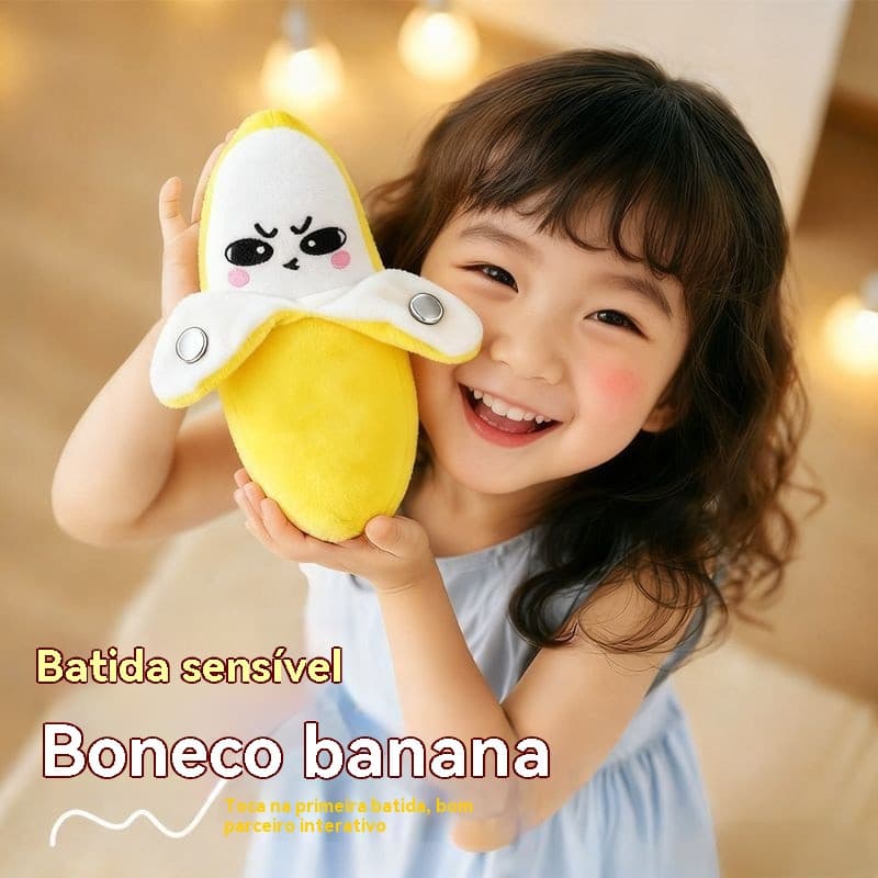 Brinquedo de pelúcia de banana interativo com música sensível ao toque - Presente de aniversário - Dia das Crianças