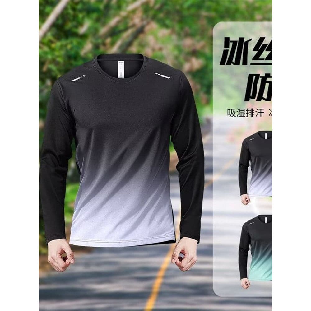 Calças de secagem rápida masculinas de manga comprida esportes ciclismo topo correndo Fitness treinamento de futebol uni
