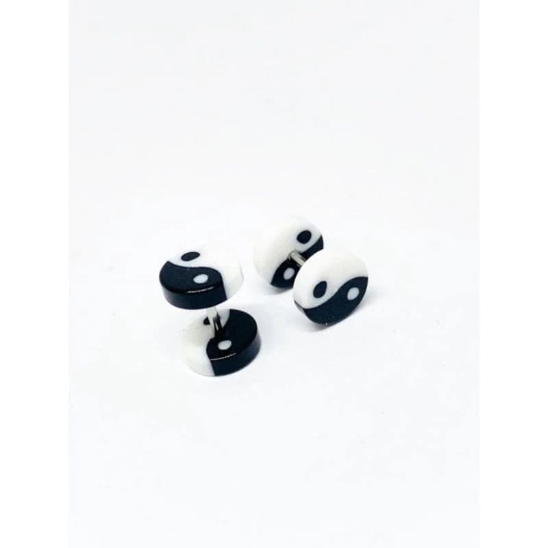 Brinco alargador falso Yin Yang bem mal 1 mm Alargador falso 1 umidade