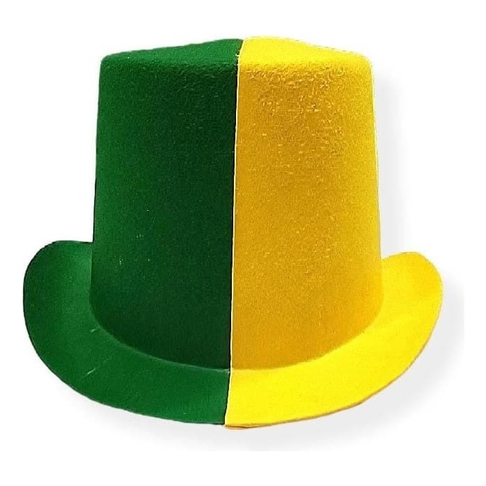 Chapéu Cartola Alta De Veludo Do Brasil Festa Copa Do Mundo Cor Verde-amarelo