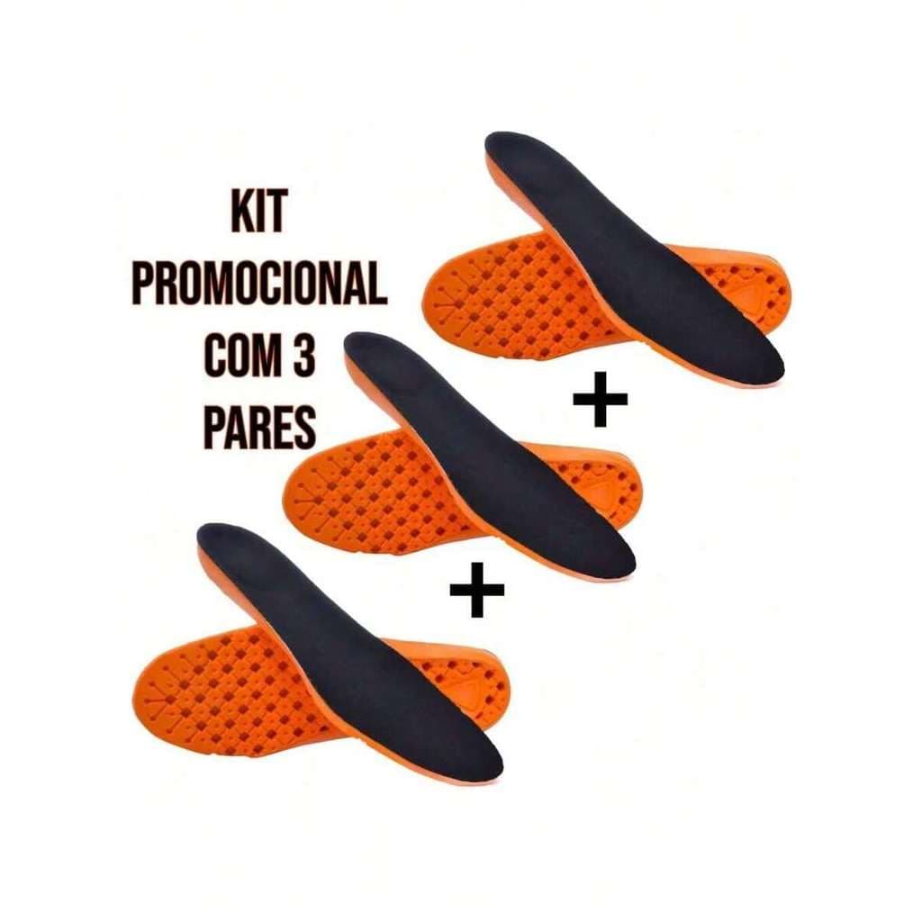 Kit com 3 Pares de Palmilha de Gel Macia Confortável Masculina e Feminina Tênis Bota Sapato