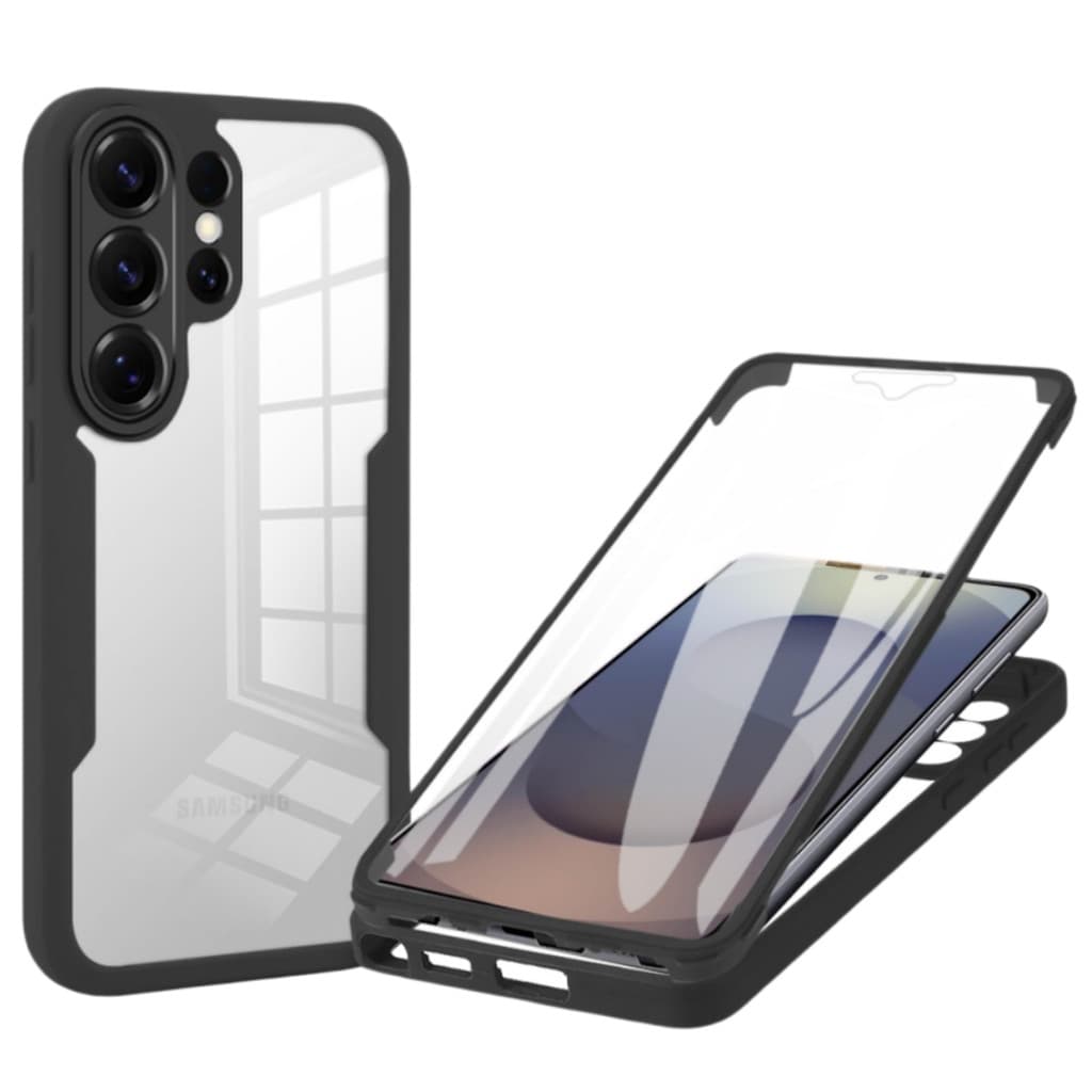 360 Corpo Inteiro Frente + Volta Caso Claro Para Samsung Galaxy S26 S25 S24 S23 S22 Ultra Plus FE Capa à prova de choque