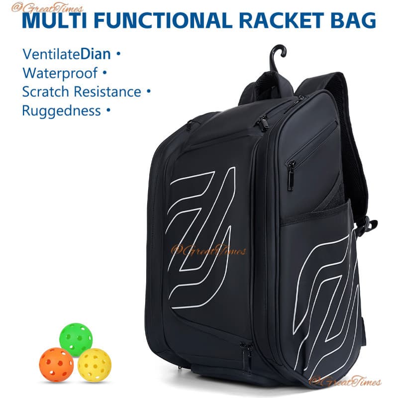 Mochila Pickleball Multifuncional Antiderrapante Durável, Badminton/Tênis, Compartimento Independente para Sapatos, Gran
