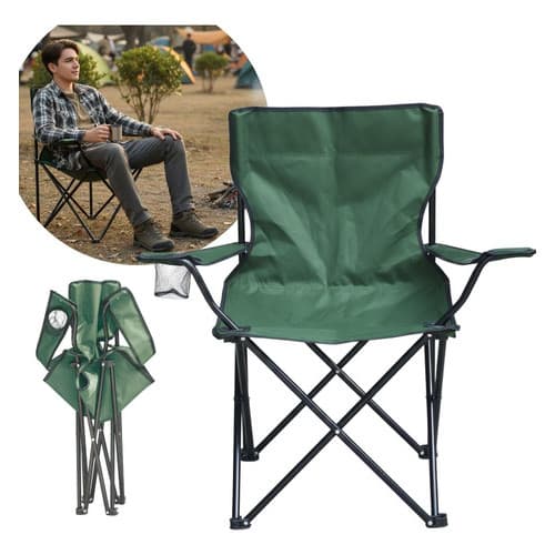 Cadeira Camping Com Apoio De Braço E Porta Copos Verde