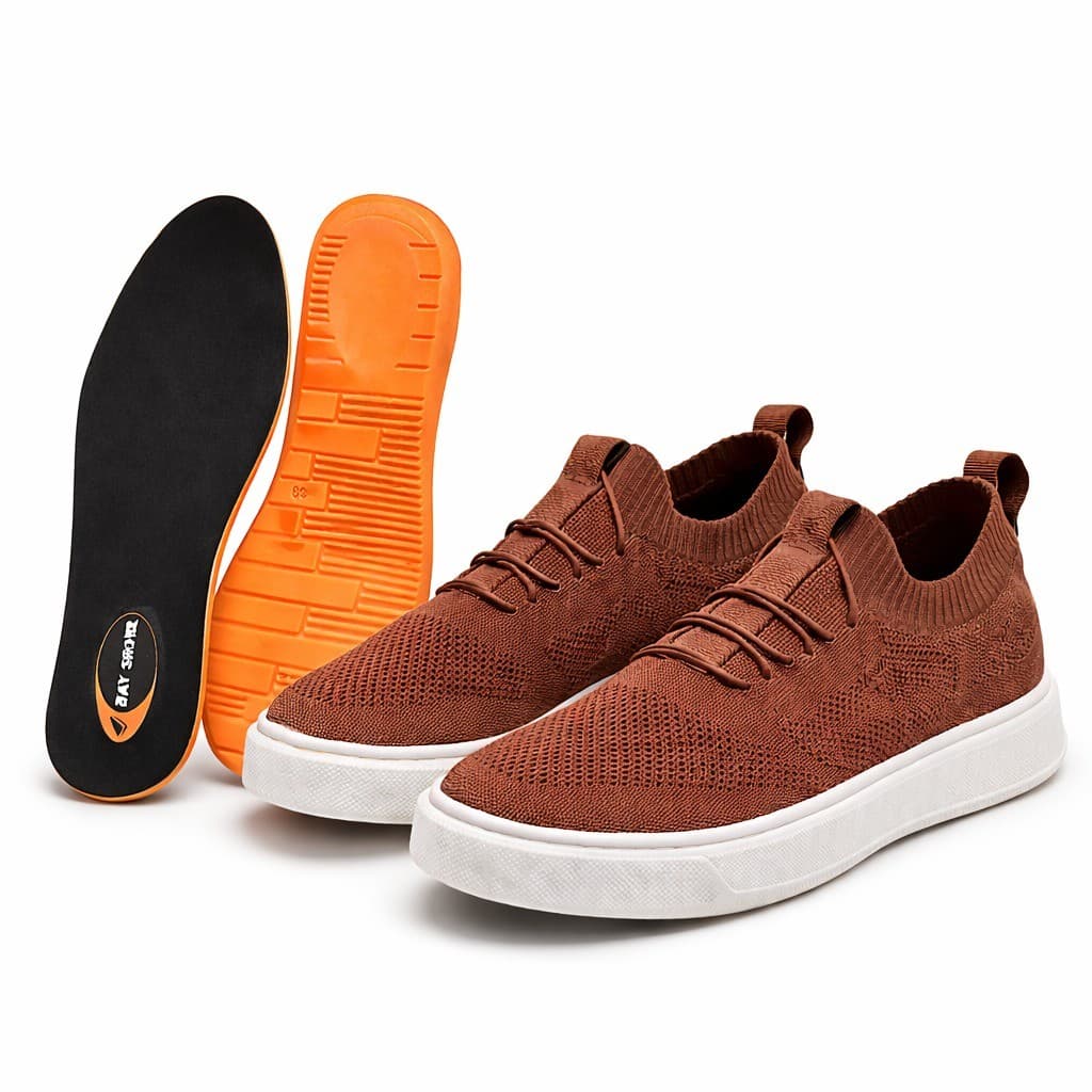 Sapatenis Masculino Confortável Knit Elástico Leve Estilo Casual Moderno