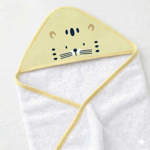 Toalha De Banho Bebê Com Capuz De Bichinho Animais Divertido Tigre Amarelo Panda Cinza Cachorro Caramelo Ovelha Rosa