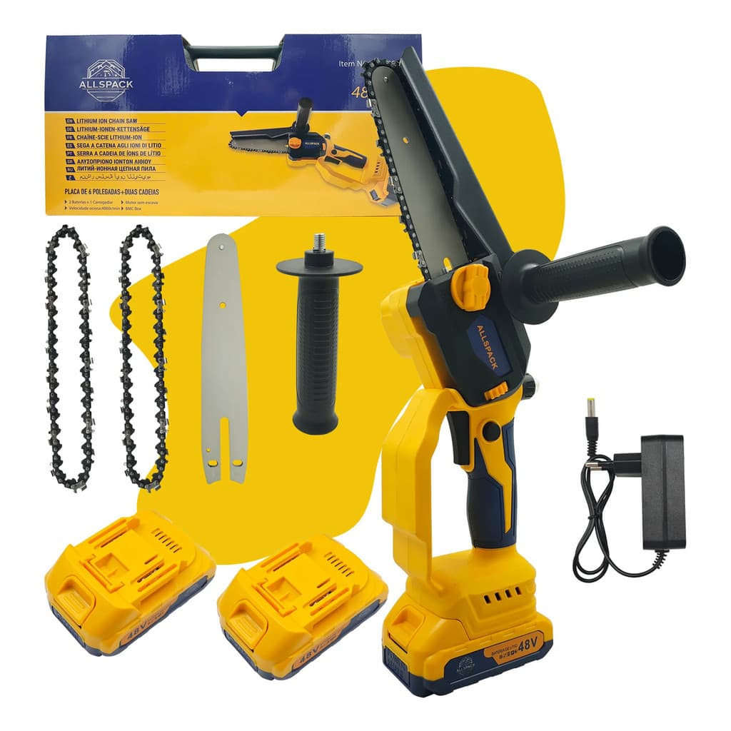 Kit Mini Motosserra Portátil 6polegadas 2 Baterias 48v