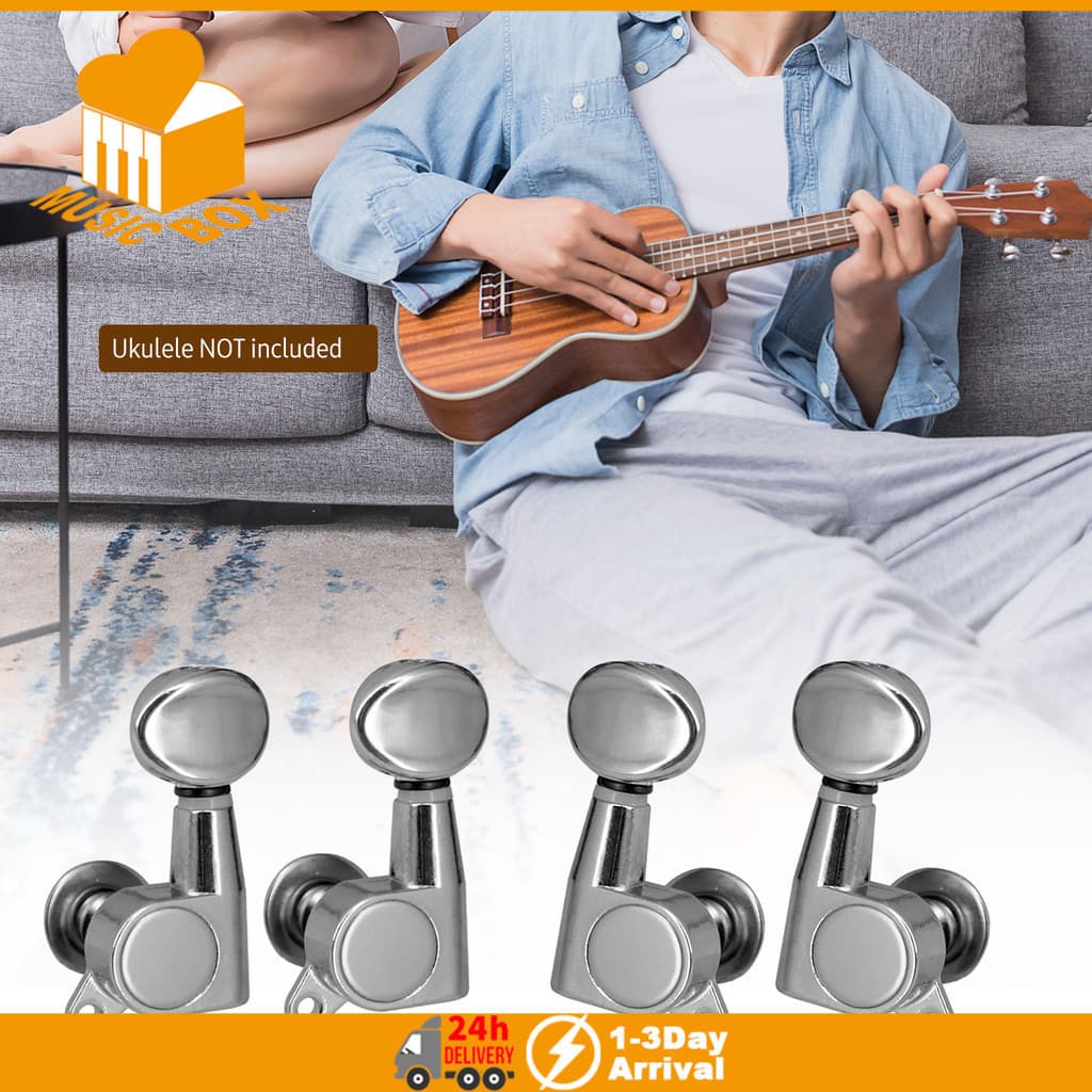 4 Pçs Ukulele tuning Peg Uke Botões 2L 2R Estilo Prata Sintonizadores Chave De Afinação Para 4 Cordas Ukelele Cabeça