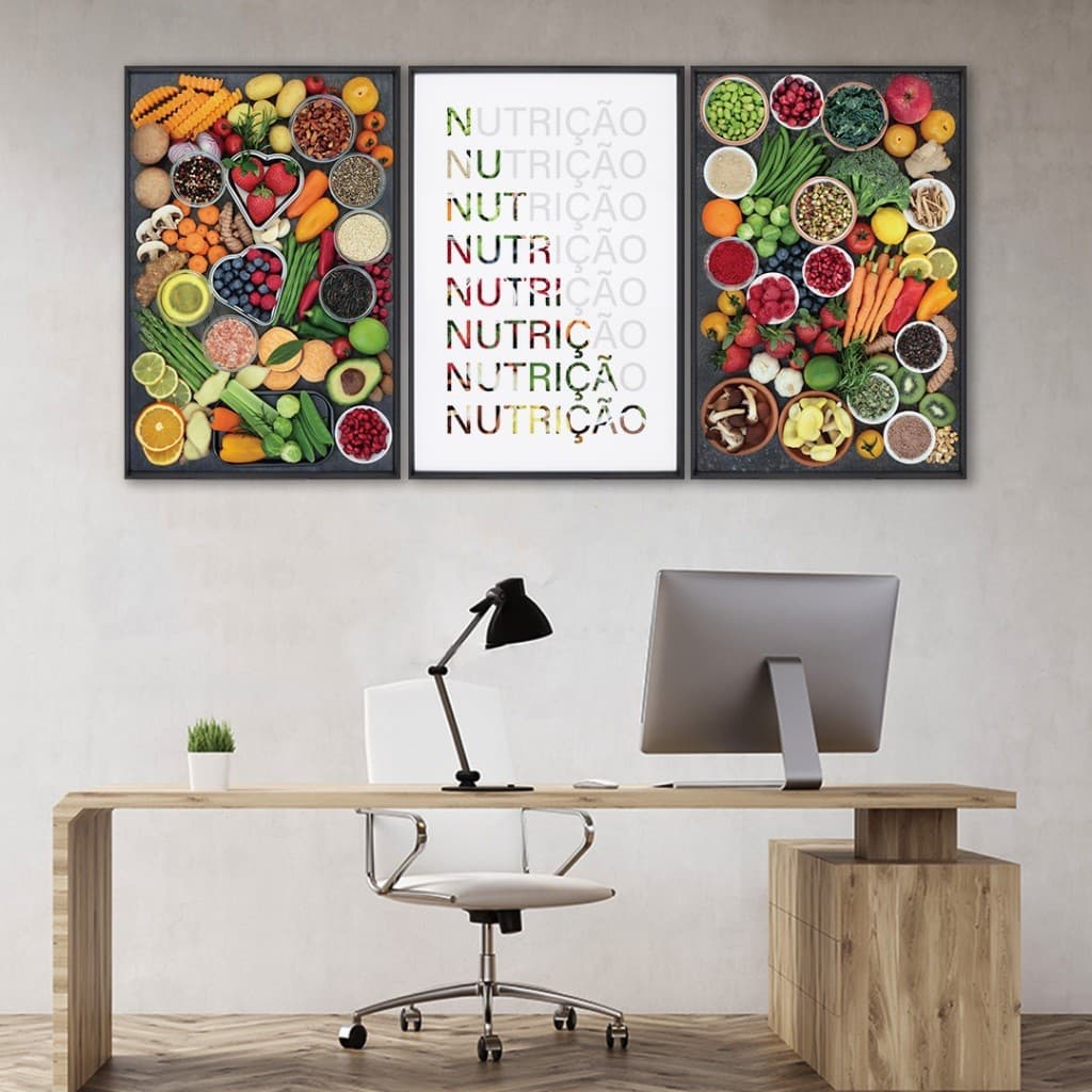 3 Quadros Decorativos Profissão Nutrição em Cores: Celebrando a Diversidade Alimentar