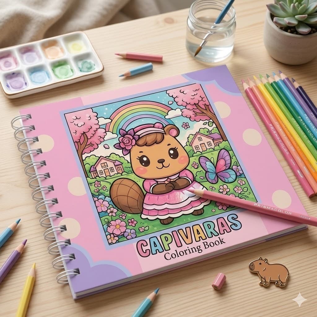 🖍️ Livro de Colorir Capivaras | Diversão Criativa com Cenas Encantadoras 🌸🌈PBSU