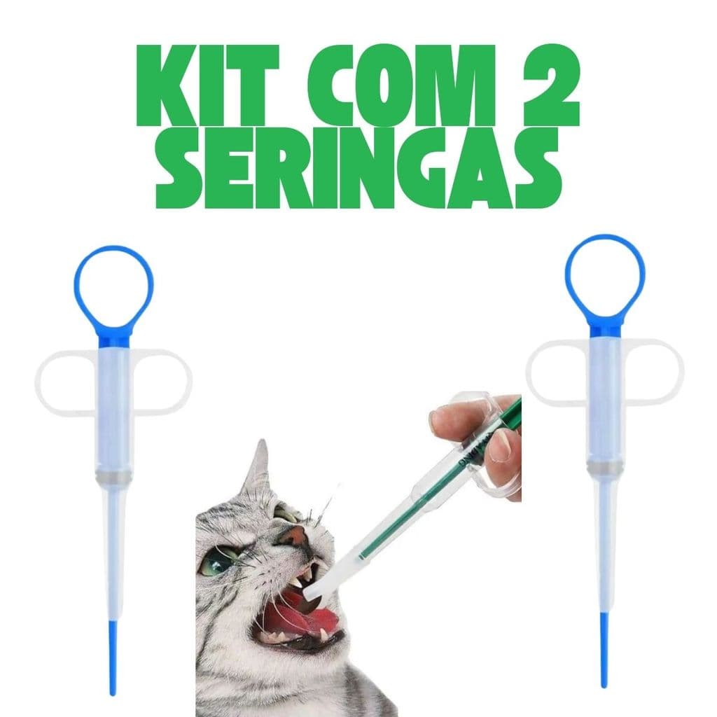 Kit 2 Seringa Aplicadora Fácil para Cachorro Gato Pet Cor Sortida