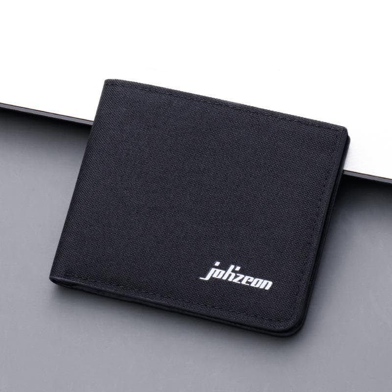 Jolizeon Carteira curta masculina de lona com Slot para vários cartões Carteira jeans Horizontal Carteira ultrafina em d