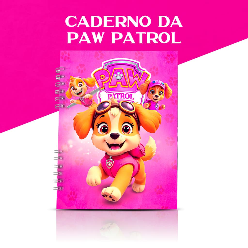 Caderno Escolar Skye - Patrulha Canina - 1 Matéria - 80 Folhas