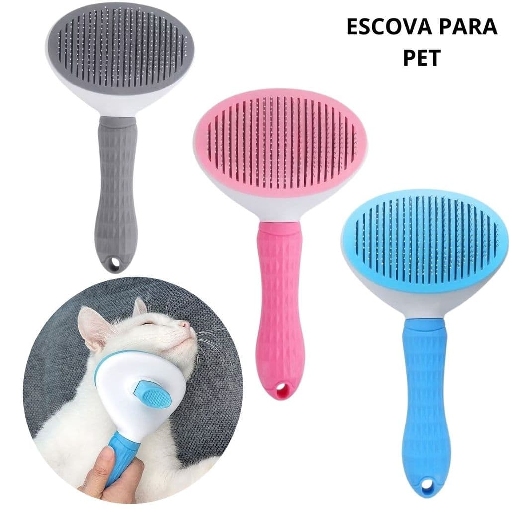 Escova Anti-Pelo para Gatos e Cães – Remove Pelos Soltos + Massageia com Conforto - SHEFA